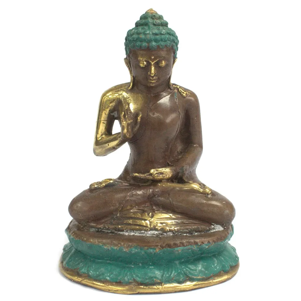 Buddha-statue stor sittende messing