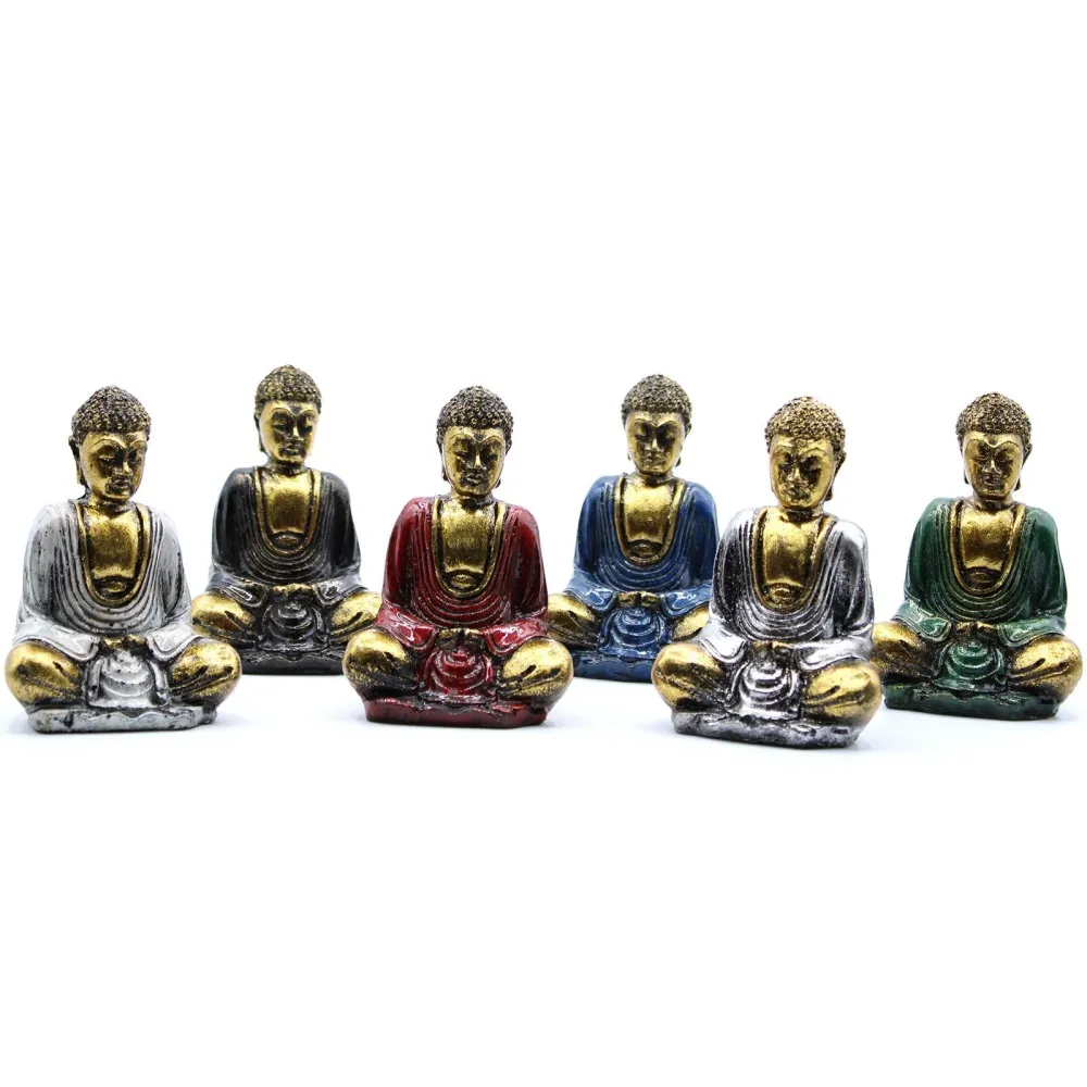 Buddha-statuer gull mini sett med 6