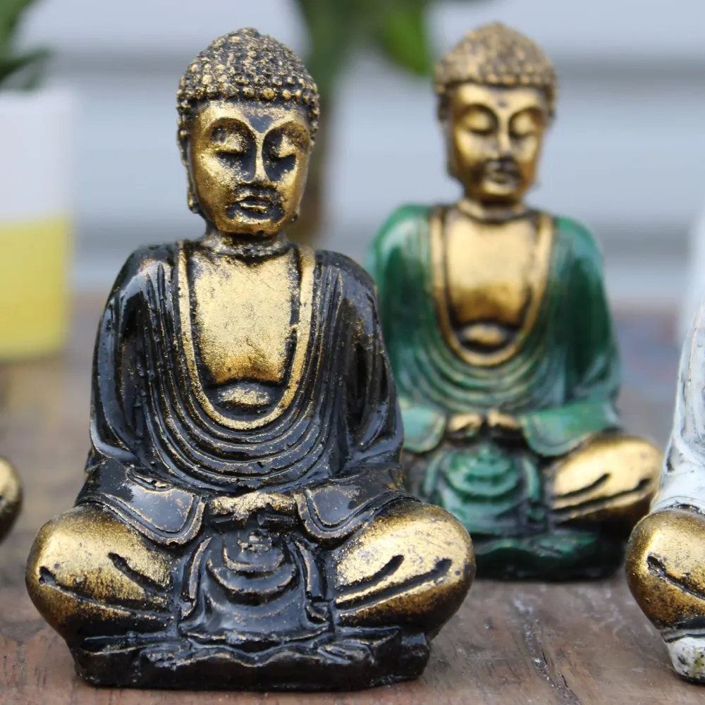 Buddha-statuer gull mini sett med 6