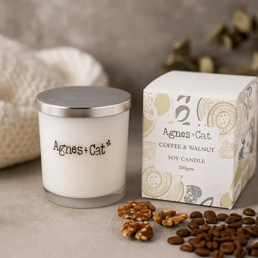 Duftlys i soyavoks med kaffe og valnøtt