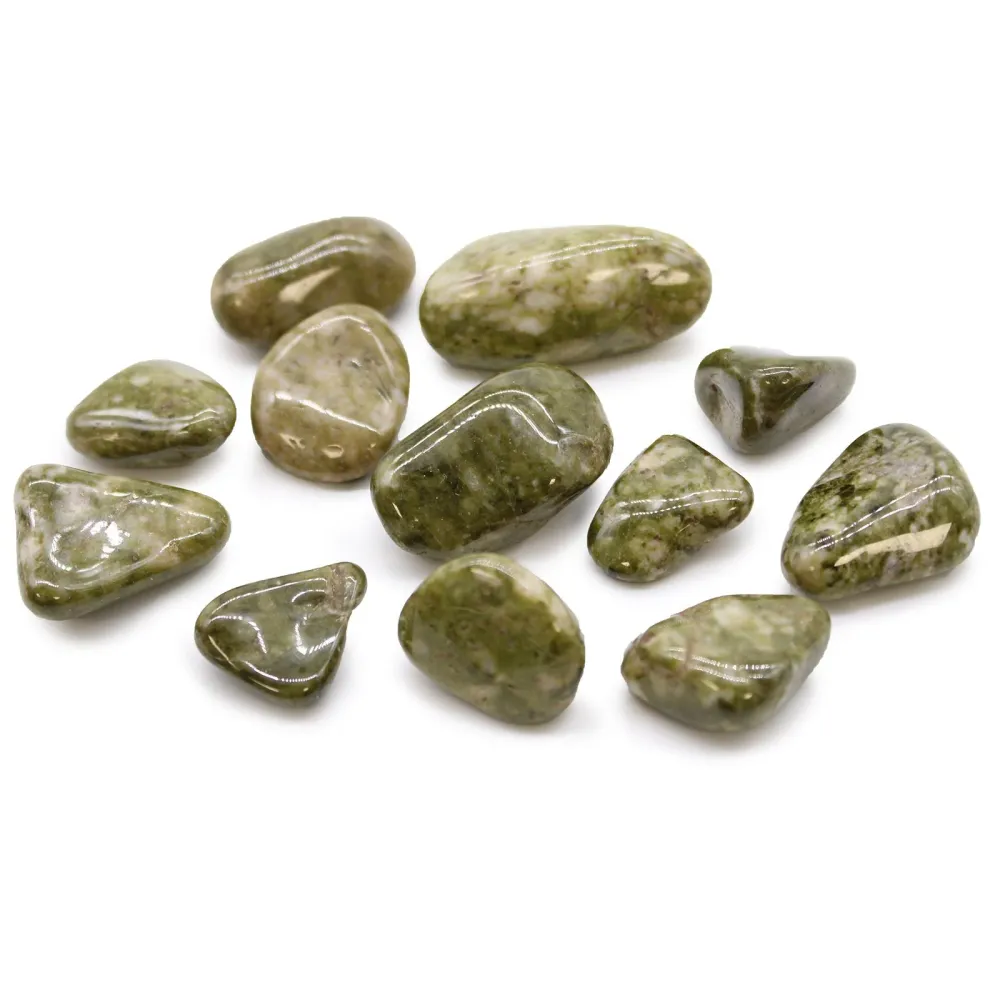 Epidot Snøfnugg Medium Polerte Stener, 12 Stykker