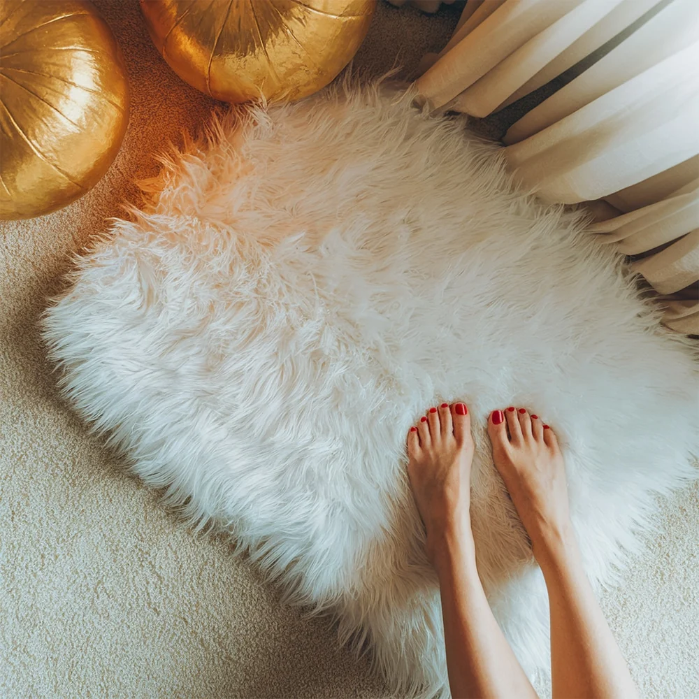 Faux Fur-teppe 60 x 90 cm – Hvit