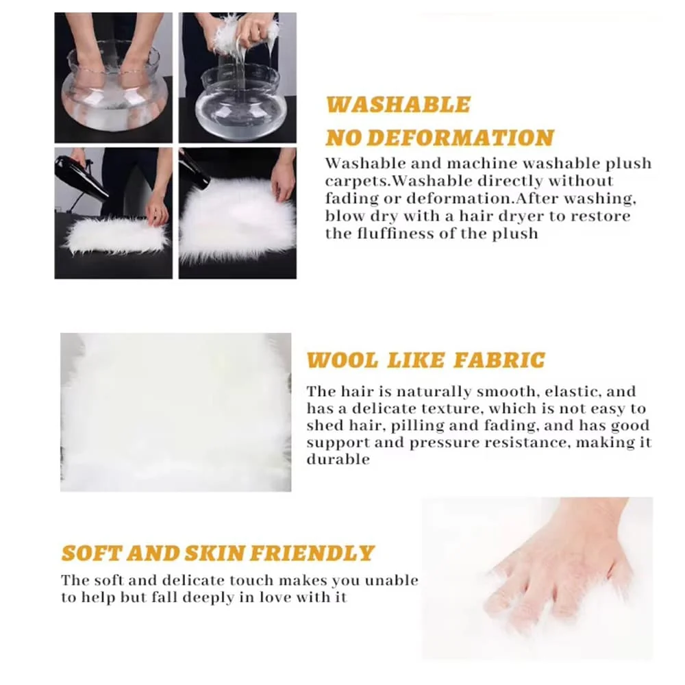 Faux Fur-teppe 60 x 90 cm – Hvit