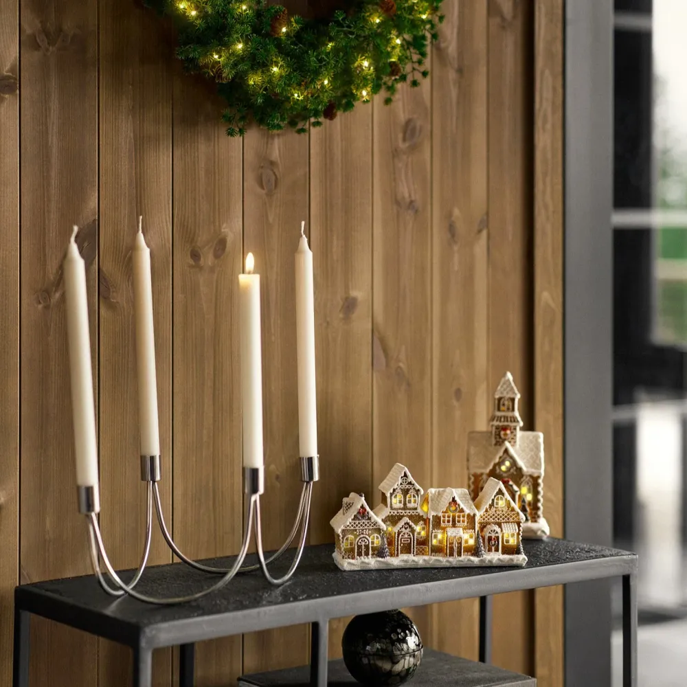 Gingerbread landsby m/LED lys