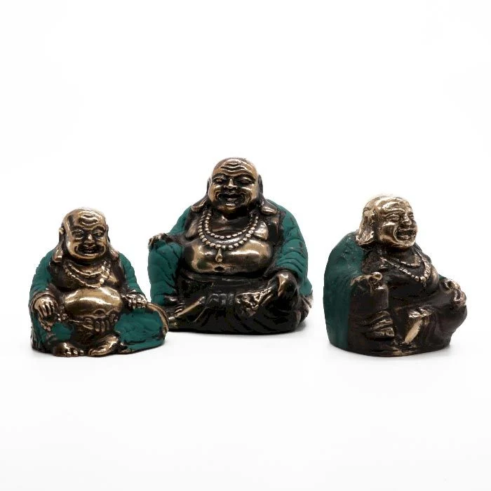 Glade Buddha-figurer Sett med 3 Ulike Størrelser