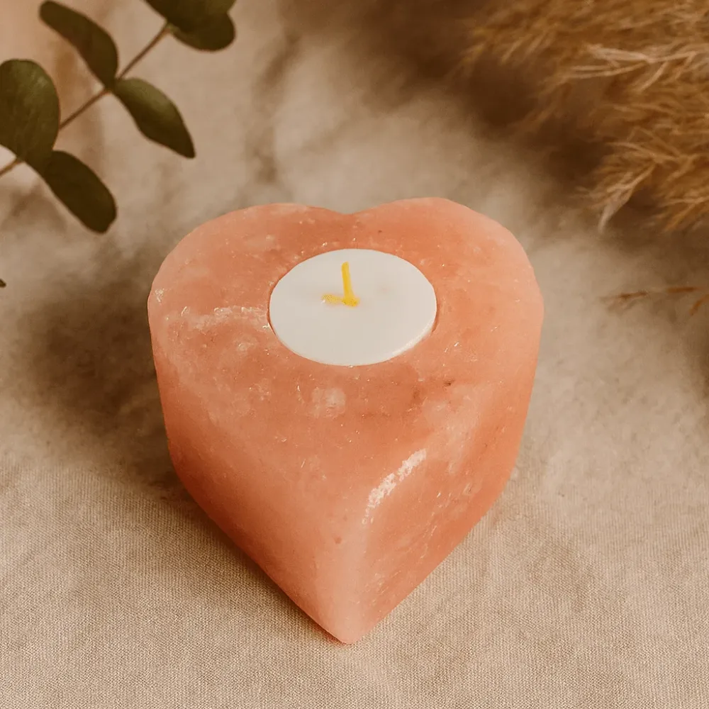 Himalayasalt Hjerte Lysestake – Medium