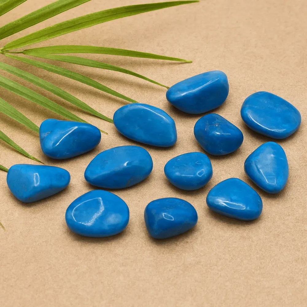 Blå Howlite Polerte Stener, 24 Stykker