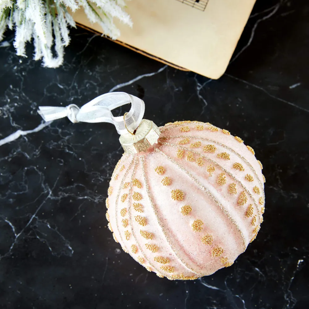 Julepynt rosa m/gulldekor 4 stk
