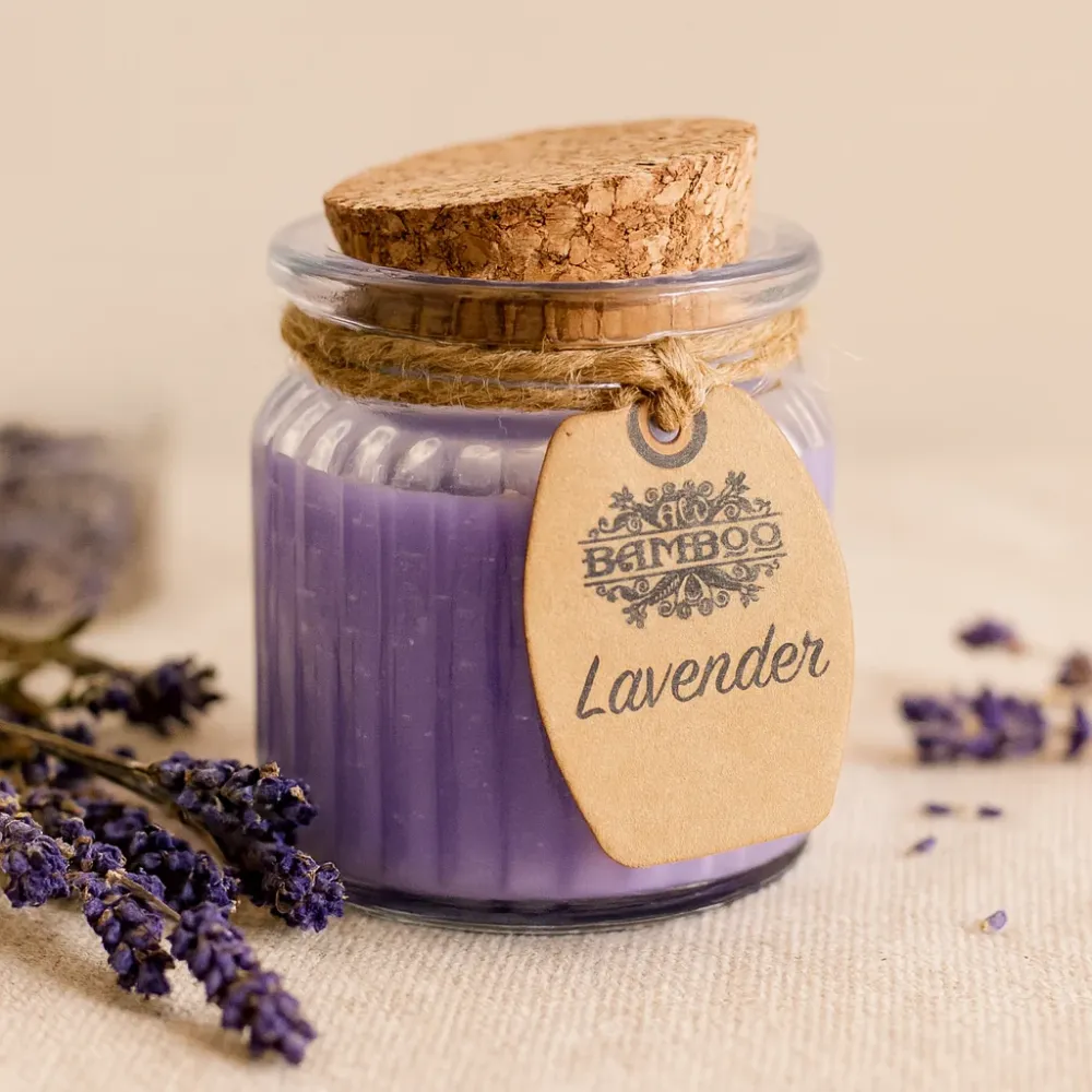 Lavendel soya voks krukke lys 2-pakning