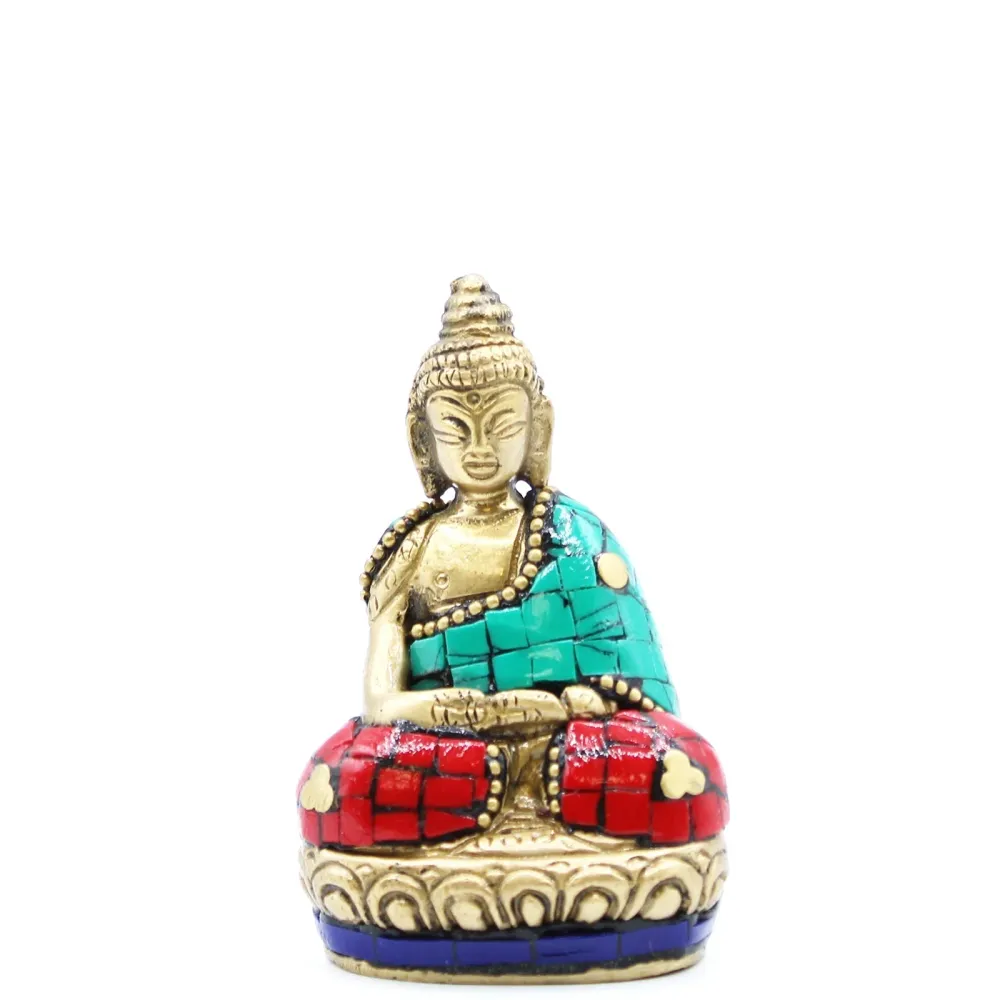 Messing Buddha Statue Hender Opp 7.5 cm