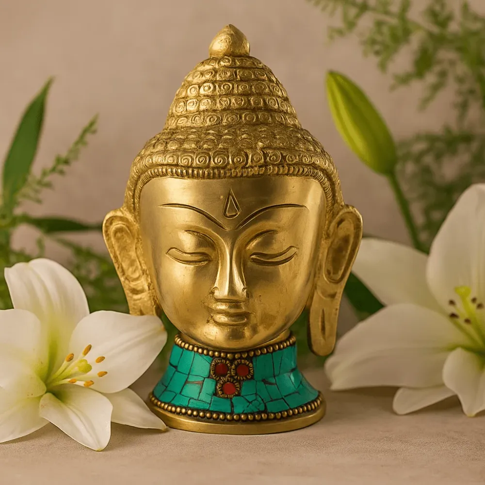 Messing Buddha Statue Stor Hode 11.5 cm