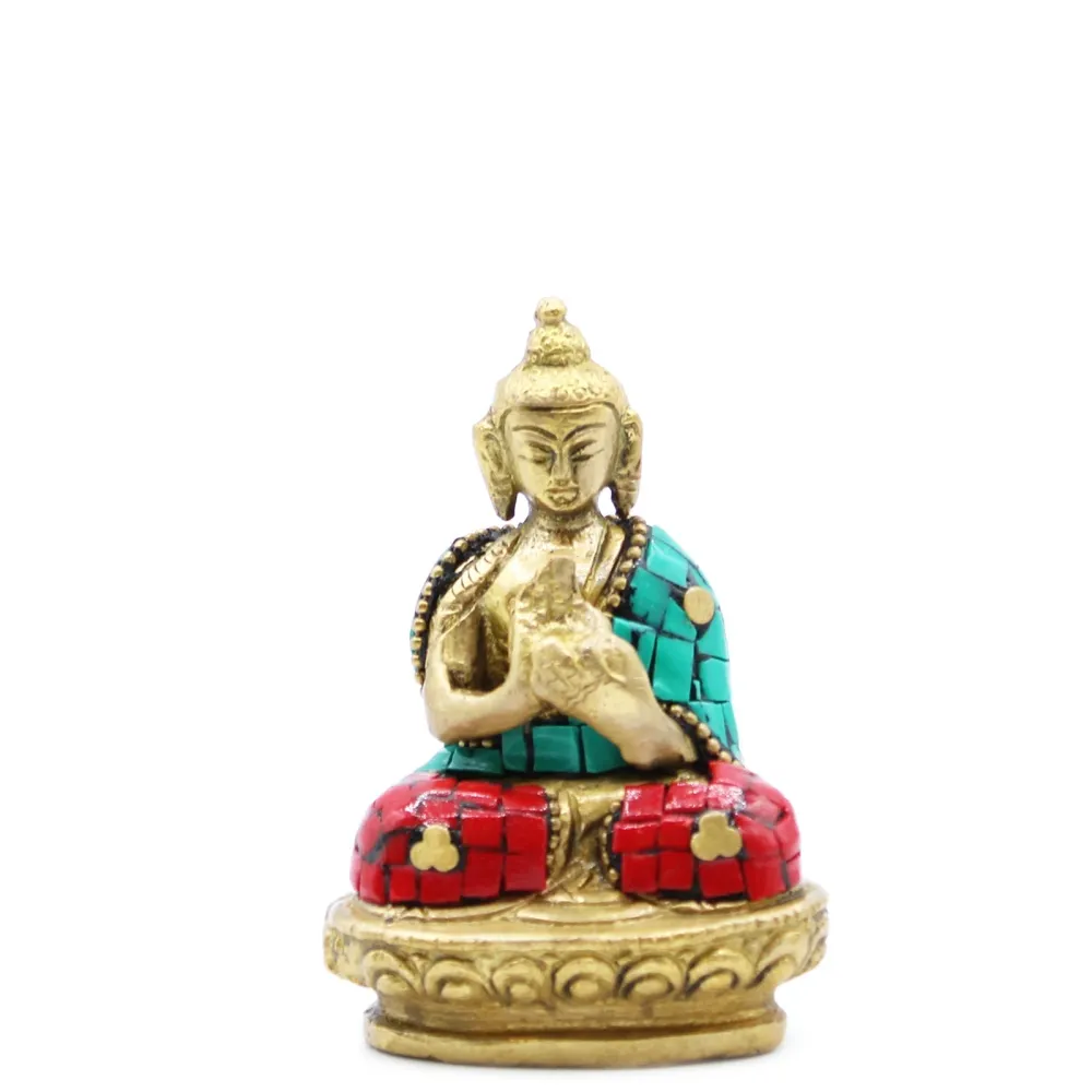 Messing Buddha Statue Velsignelsesstilling 7.5 cm
