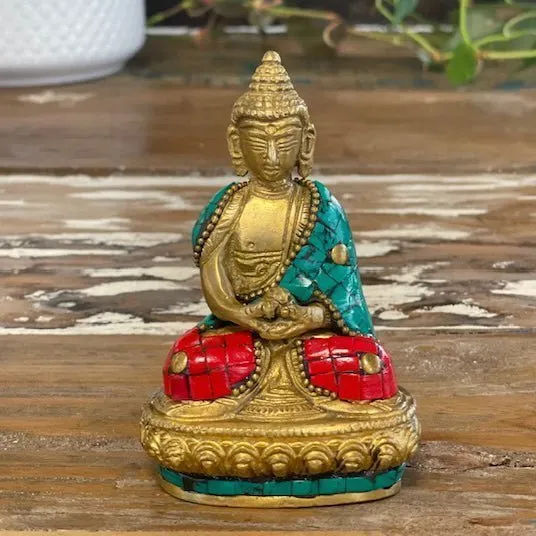 Messing Buddha Statue Velsignelsesstilling 7.5 cm