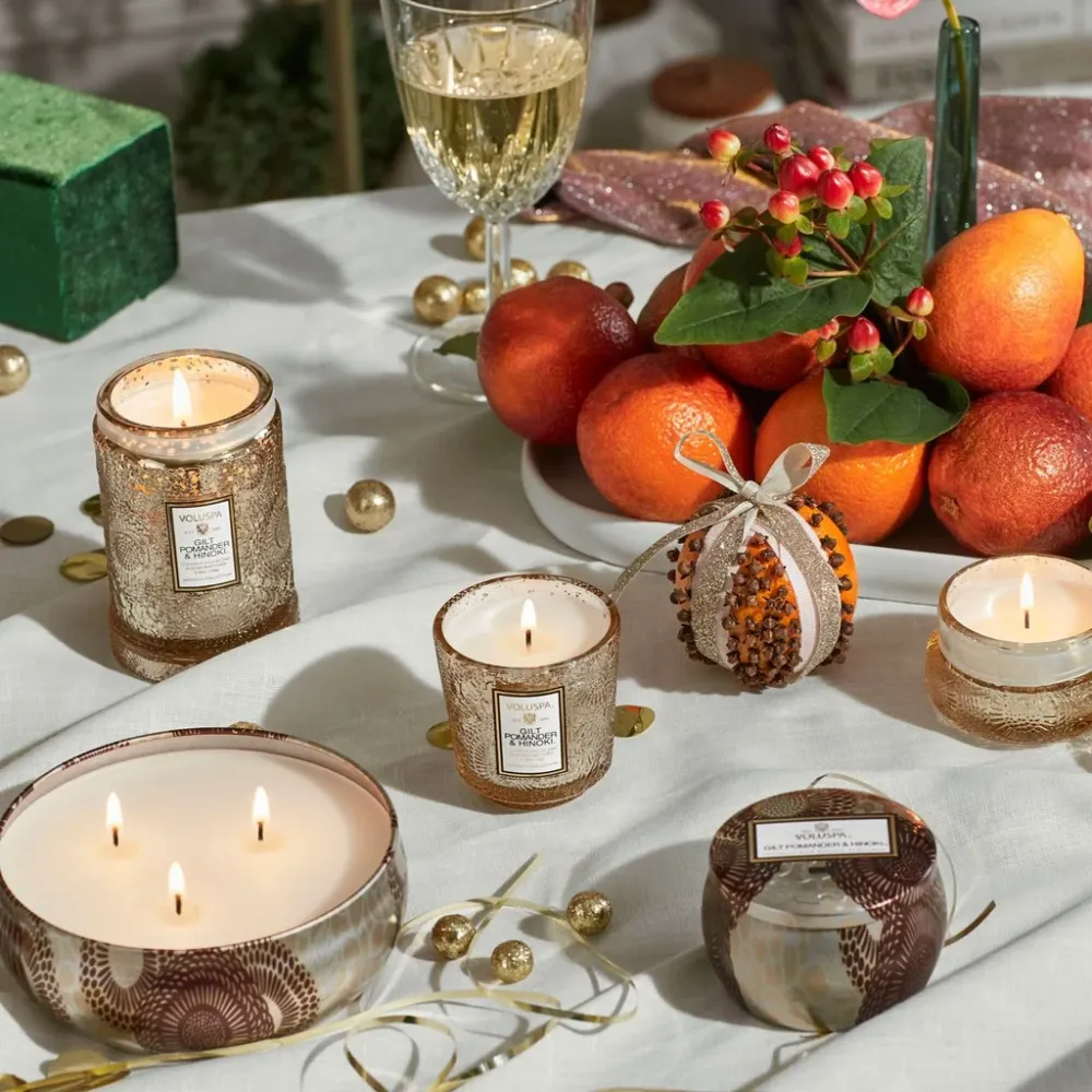 MINI TIN CANDLE 25T Gilt Pomander & Hinoki