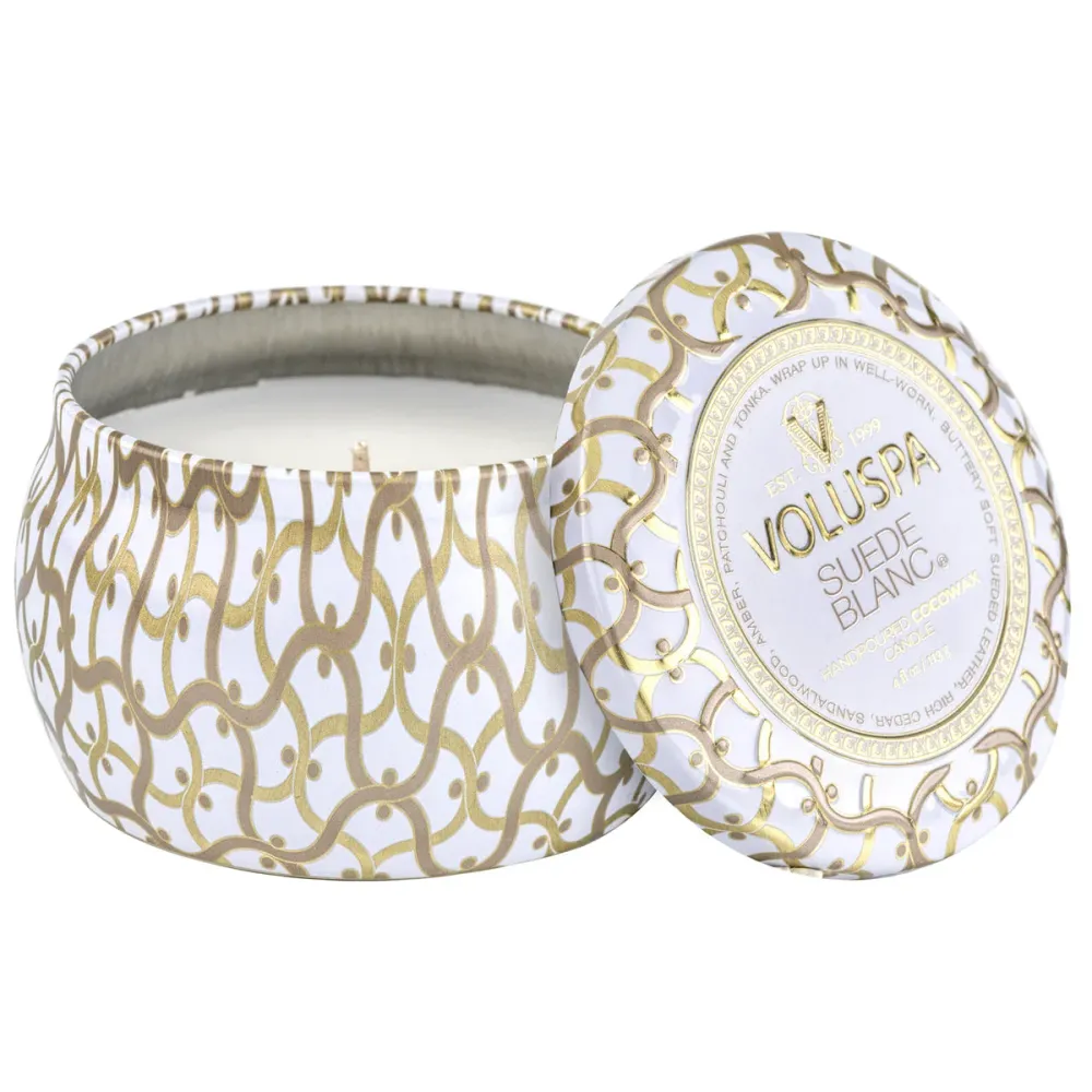 MINI TIN CANDLE 25T Suede Blanc