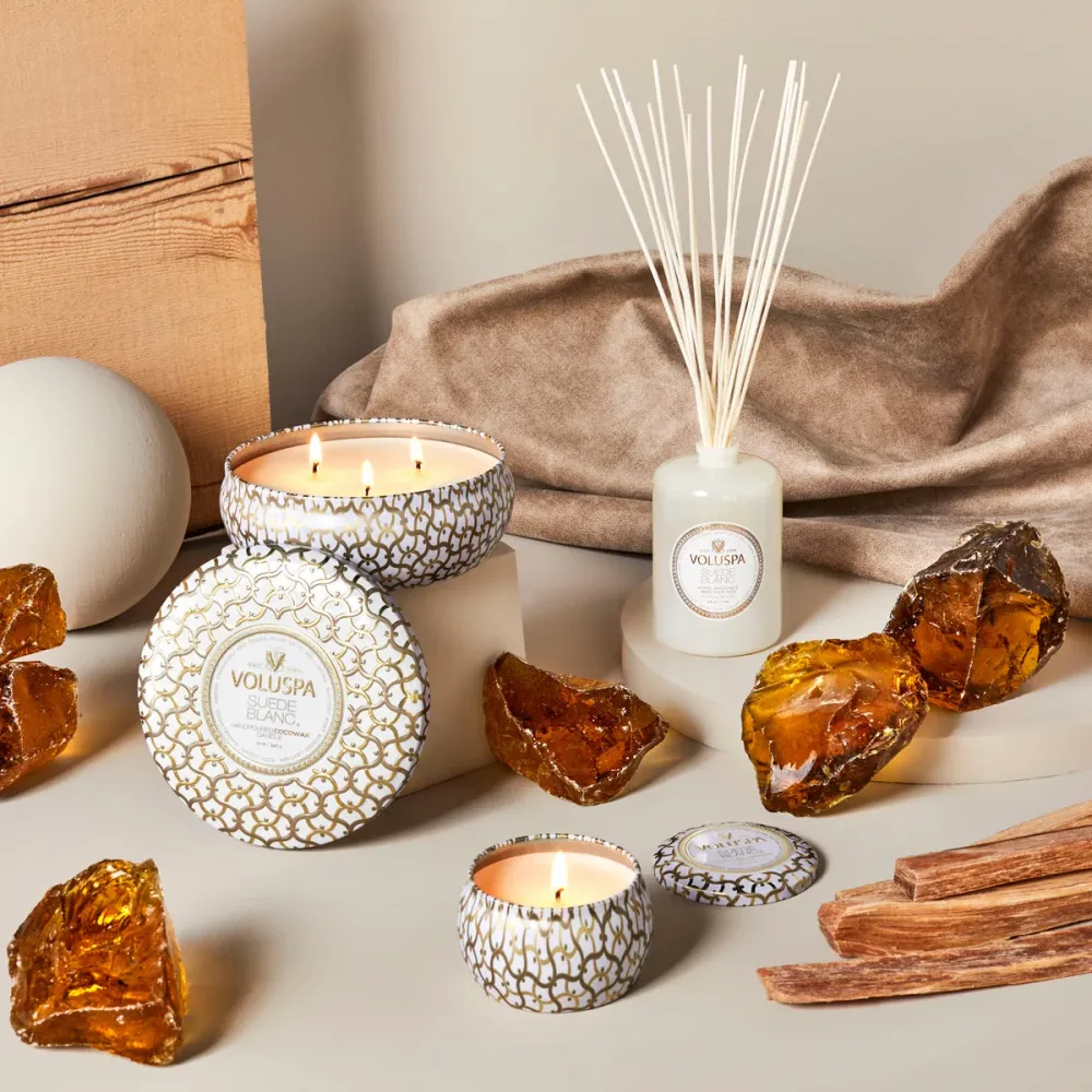 MINI TIN CANDLE 25T Suede Blanc