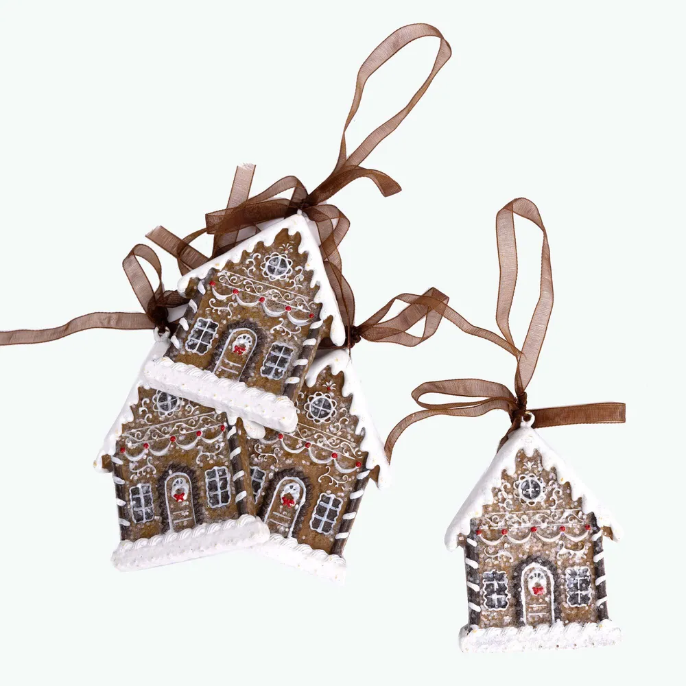 Pepperkakehus julepynt 4 stk