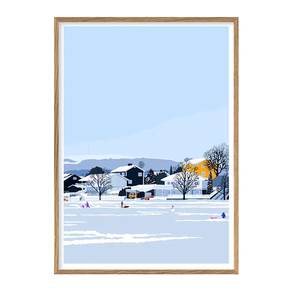 Plakat 50x70cm Vinterdag på Voldsløkka