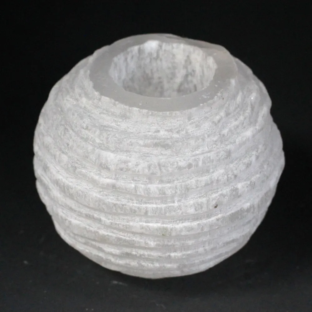 Selenitt Krystall Lysestake Snøball 8 cm