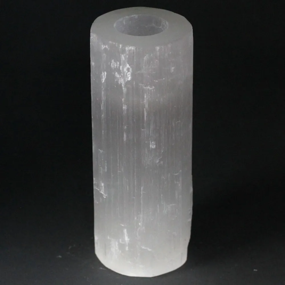 Selenitt Lysestake Sylinder 20 cm