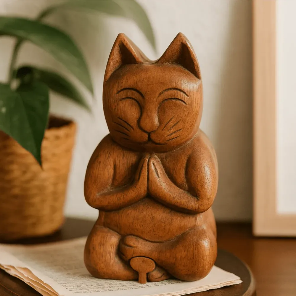Sheesham trepuslespillboks, yoga katt