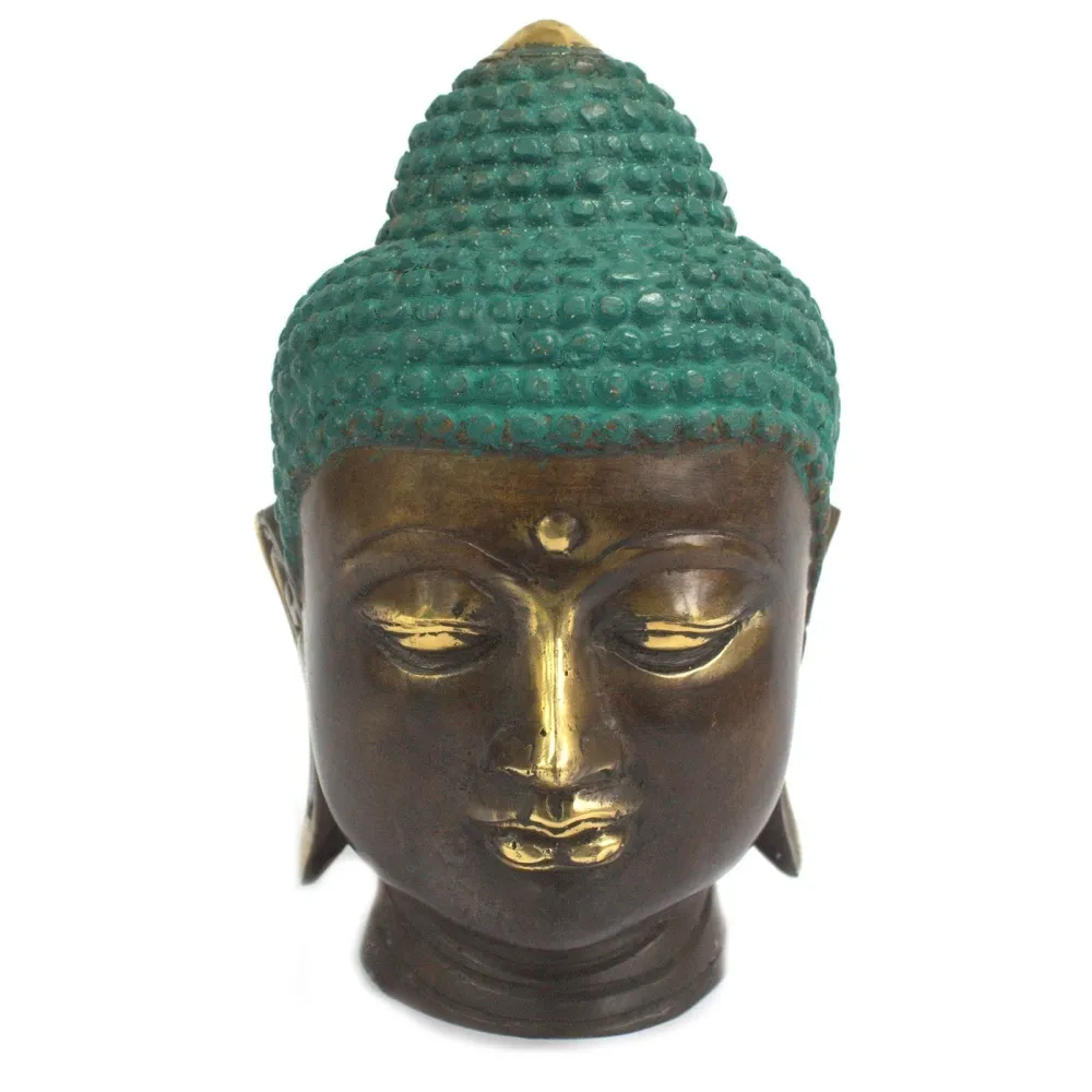 Stor Buddha-hode i messing-statue