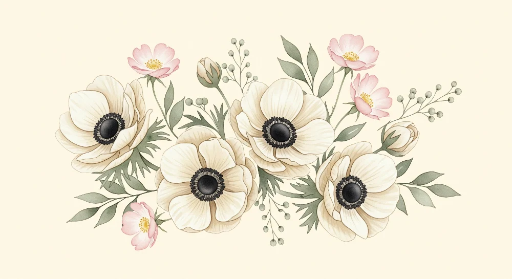 Tapet barnerom | Blomster og milde farger