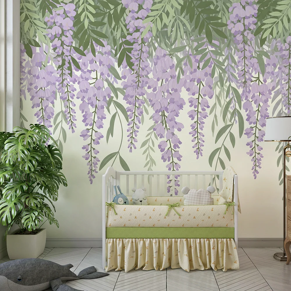 Tapet barnerom | Blomstrende blåregnranker
