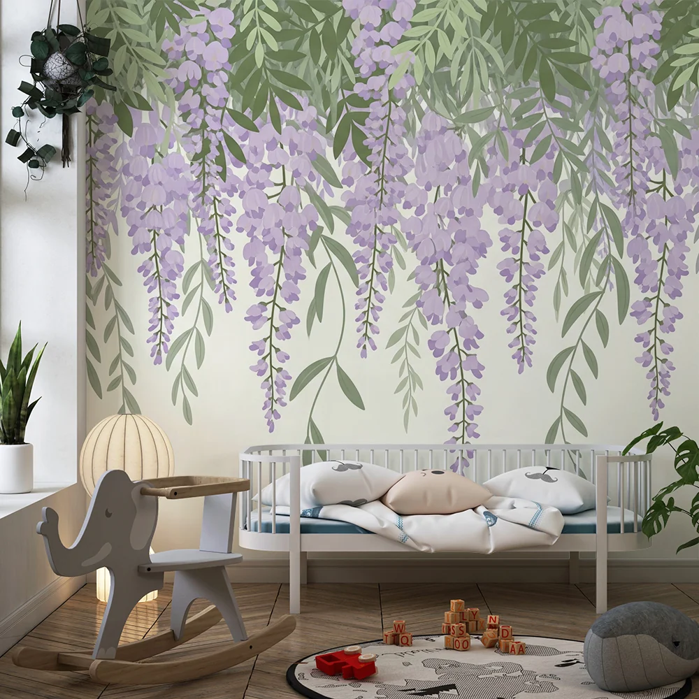 Tapet barnerom | Blomstrende blåregnranker