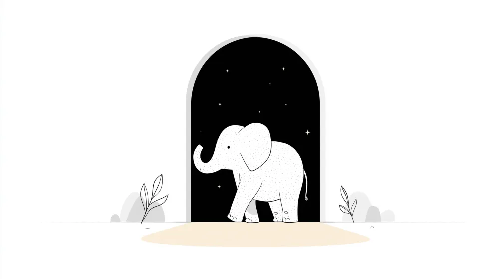 Tapet barnerom | Søt elefant under en stjernehimmel