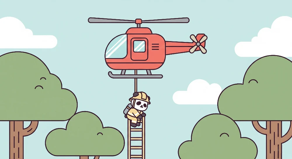 Tapet barnerom | Eventyrpanda og helikopter