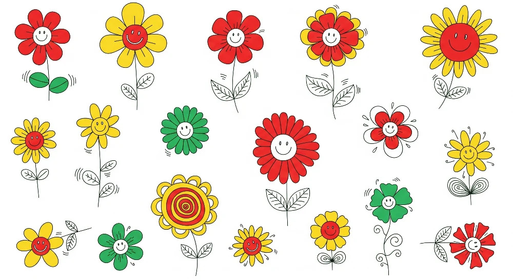 Tapet barnerom | Glade og smilende blomster