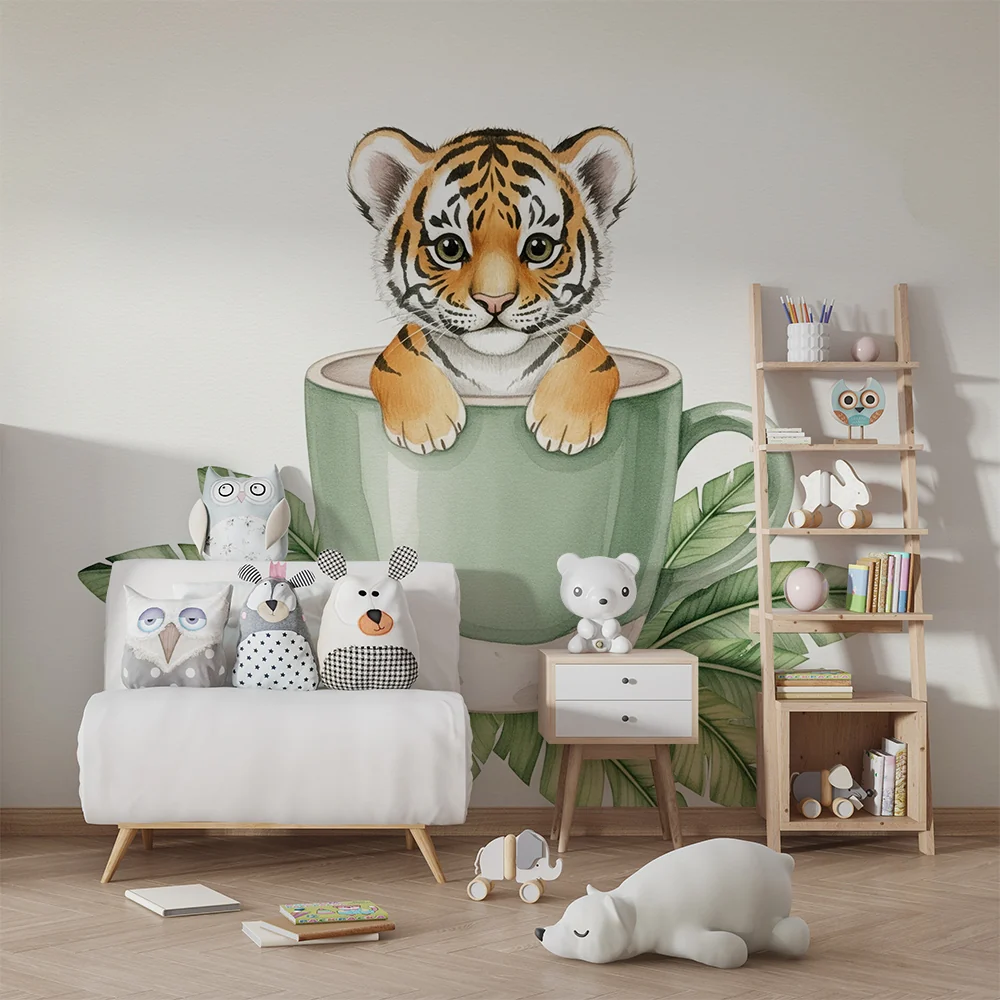 Tapet barnerom | Liten tiger i en kopp