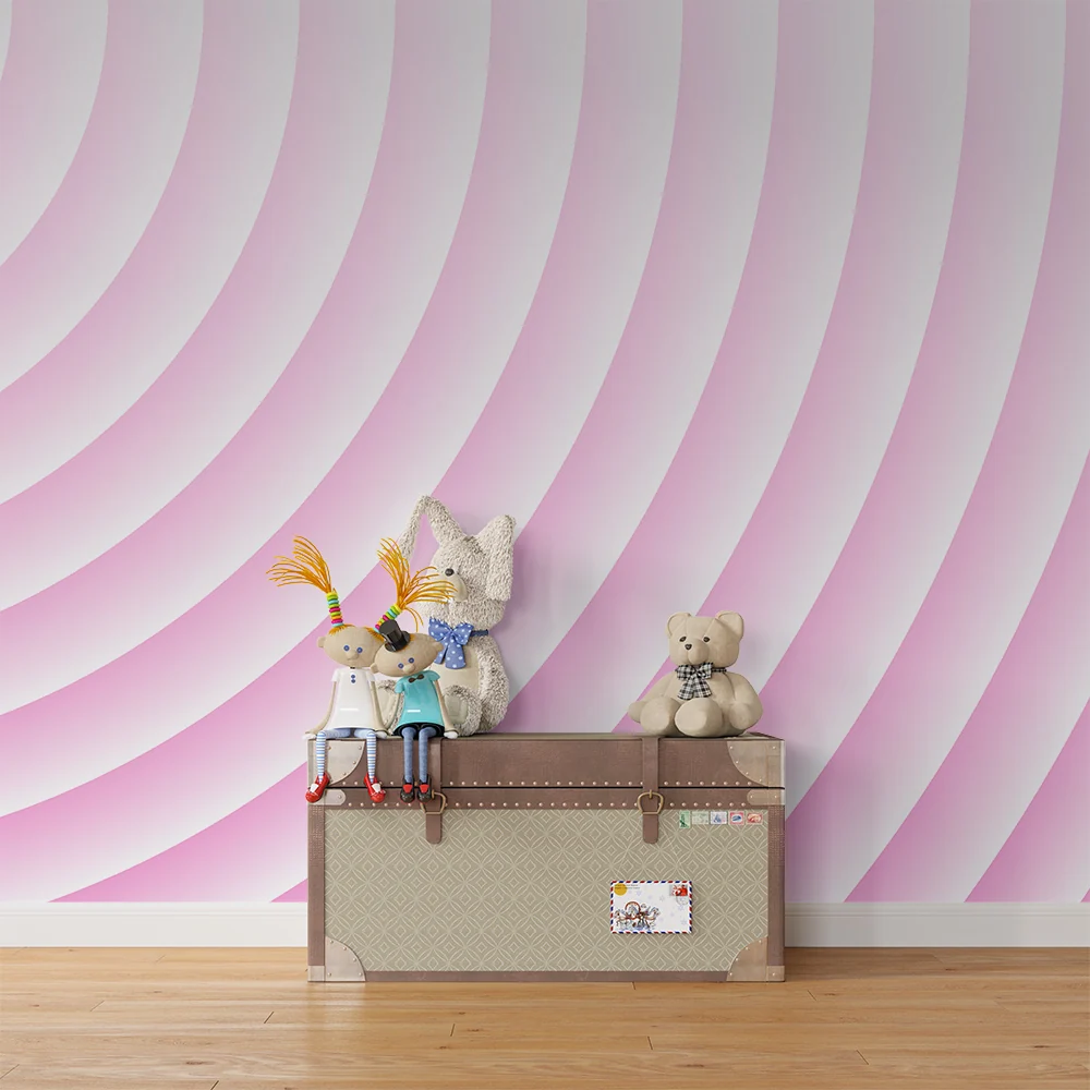 Tapet barnerom | Myke bølger i gradient rosa