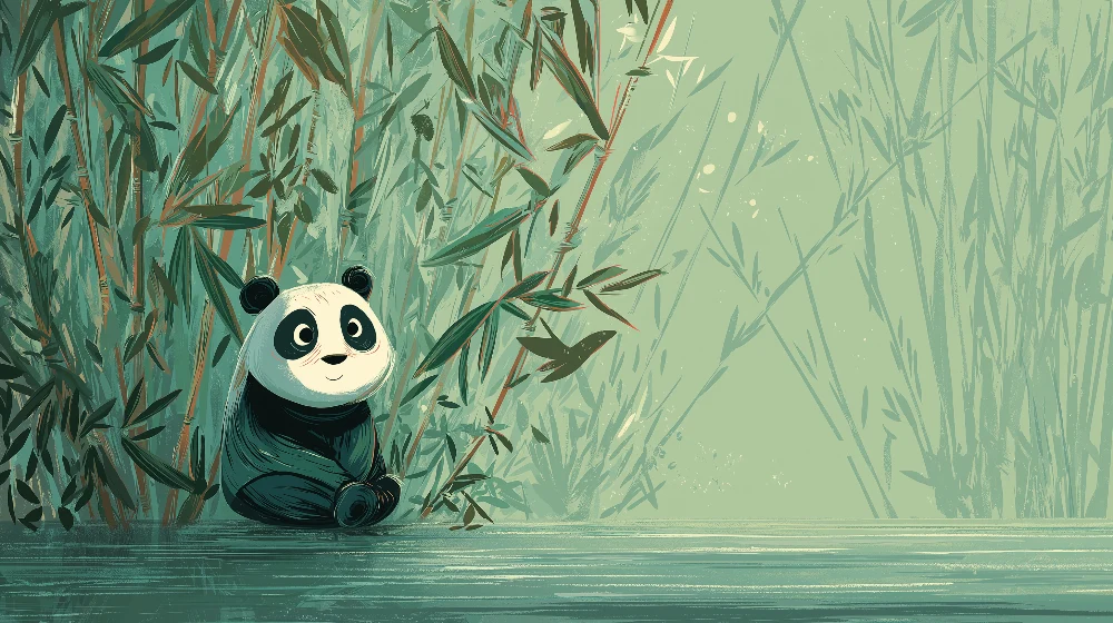 Tapet barnerom | Søt panda midt blant bambus