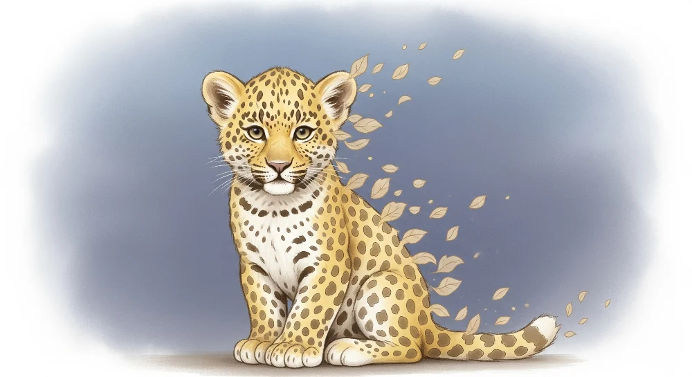 Tapet barnerom | Sjarmerende leopard og lette blader