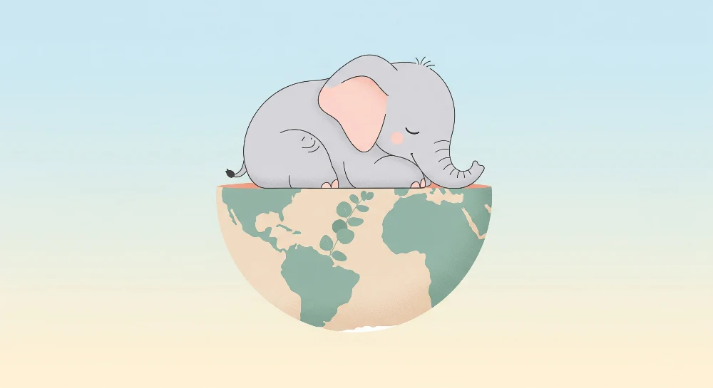 Tapet barnerom | Sovende elefant på jordkloden