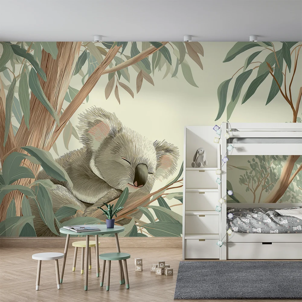Tapet barnerom | Sovende koala blant eukalyptusblader