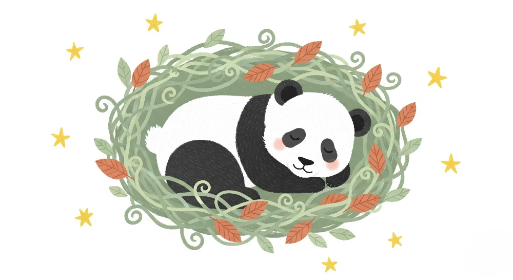 Tapet barnerom | Sovende panda i naturen