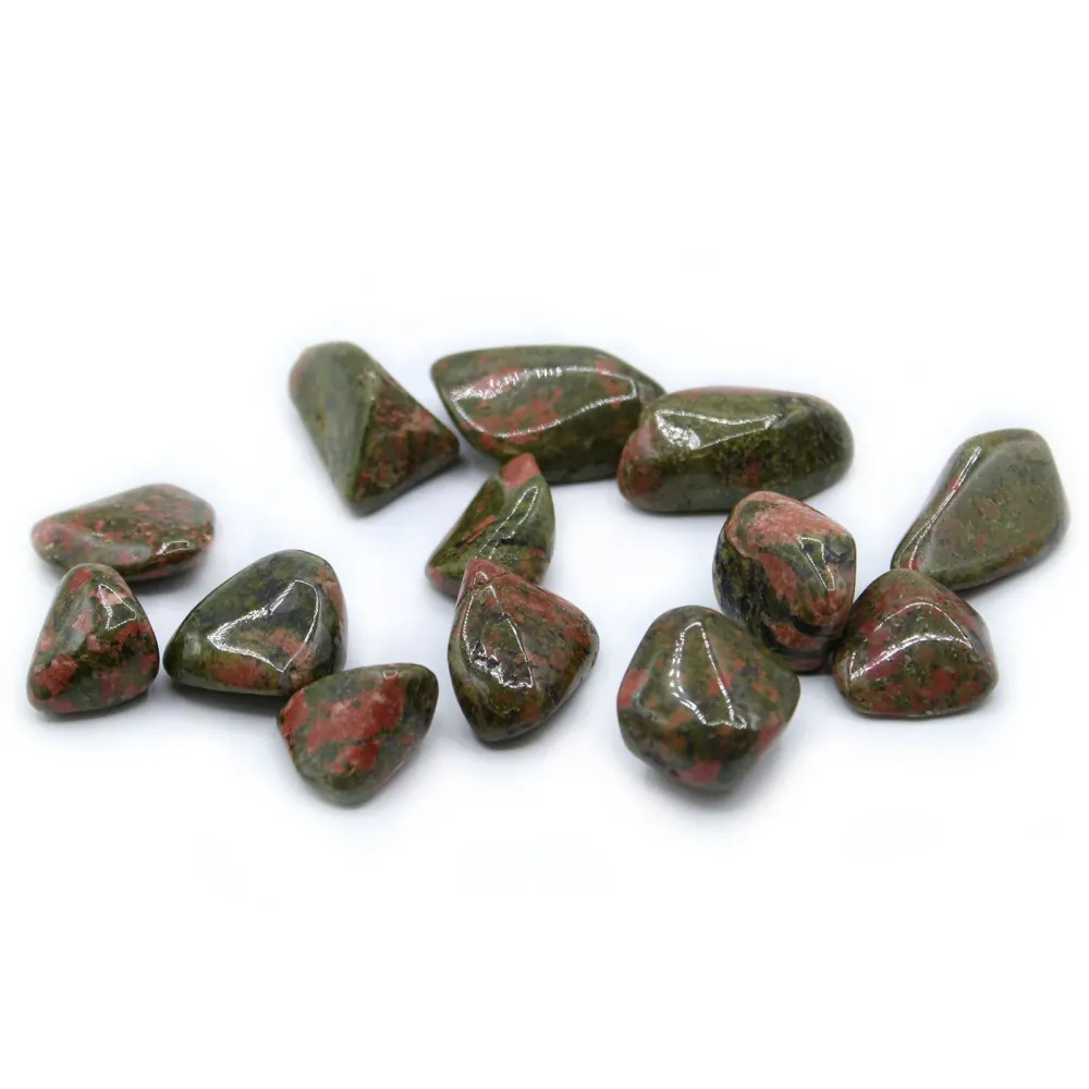 Unakite polerte steiner, 24 stk