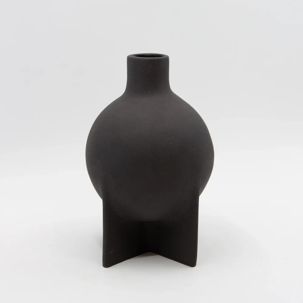 Vase Kryss Medium Stengods Sort