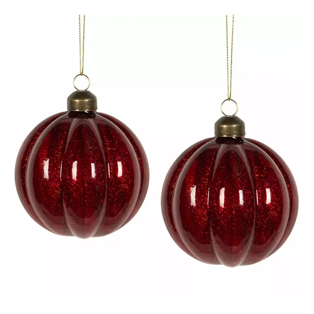 Julekule Rød, Glass 8cm - 4pk