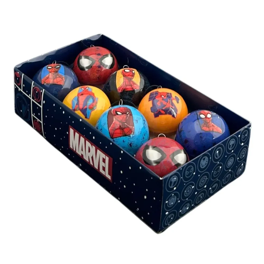 Sett med 8 stk julekuler - Spiderman