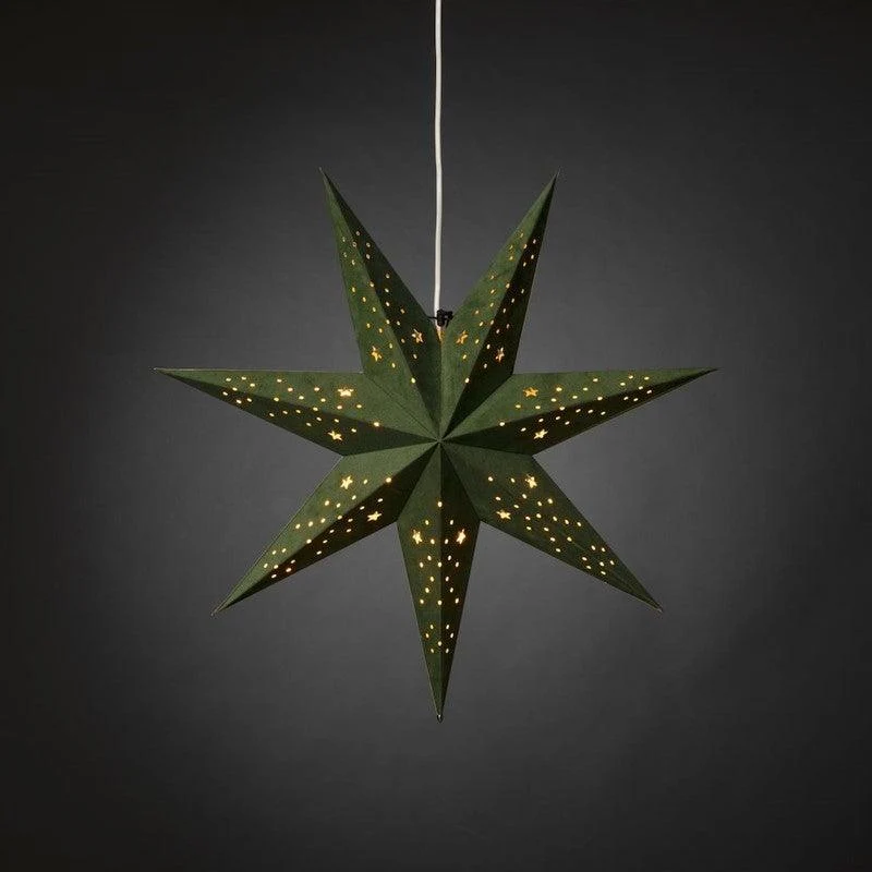 Adventstjerne grønn og gull, 60 cm