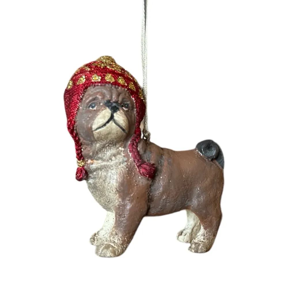 Julepynt Mops - 10x9cm