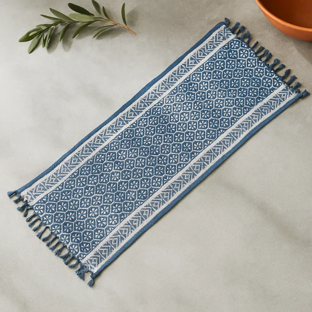 Håndlaget Indigo Løper 170 x 60 cm