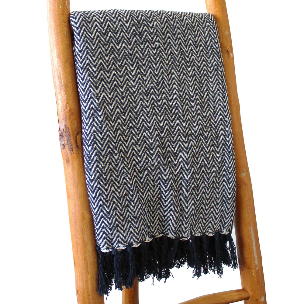 Kastepledd Navy Zigzag 125x150cm