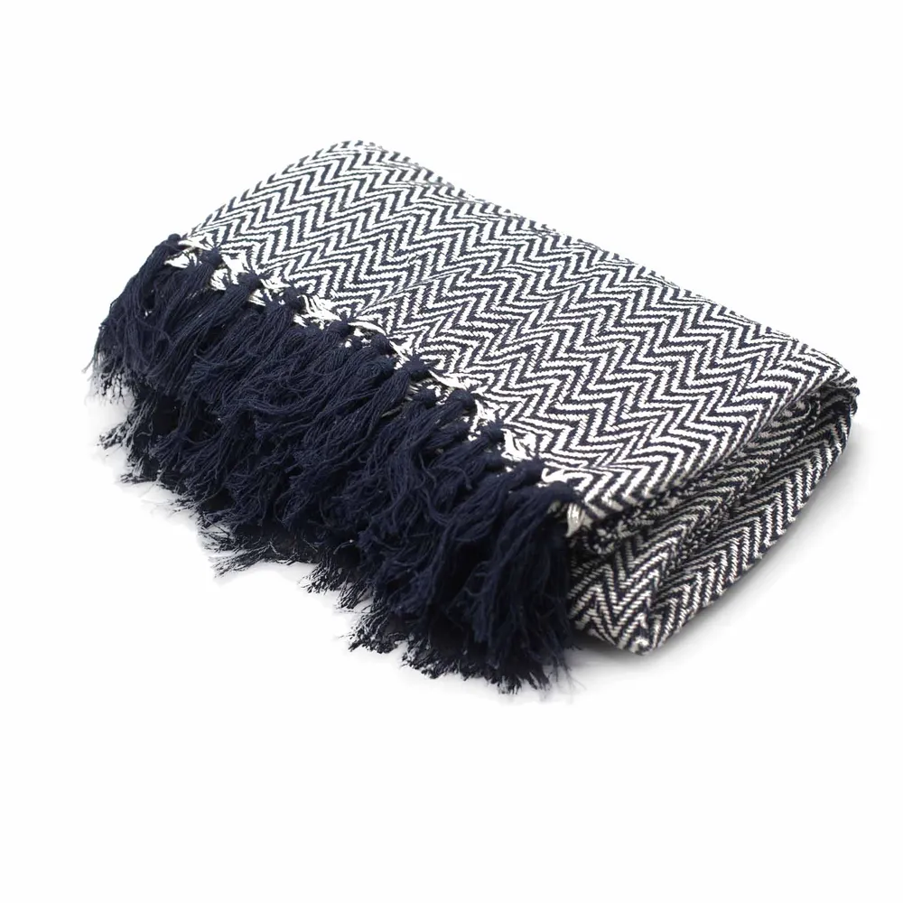 Kastepledd Navy Zigzag 125x150cm