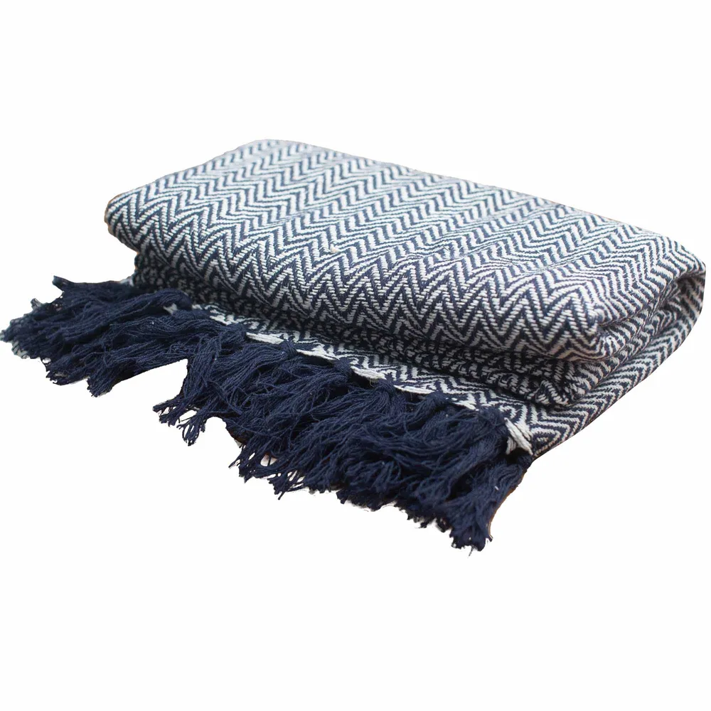 Kastepledd Navy Zigzag 125x150cm