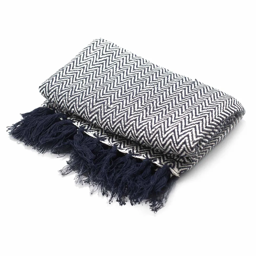 Kastepledd Navy Zigzag 125x150cm